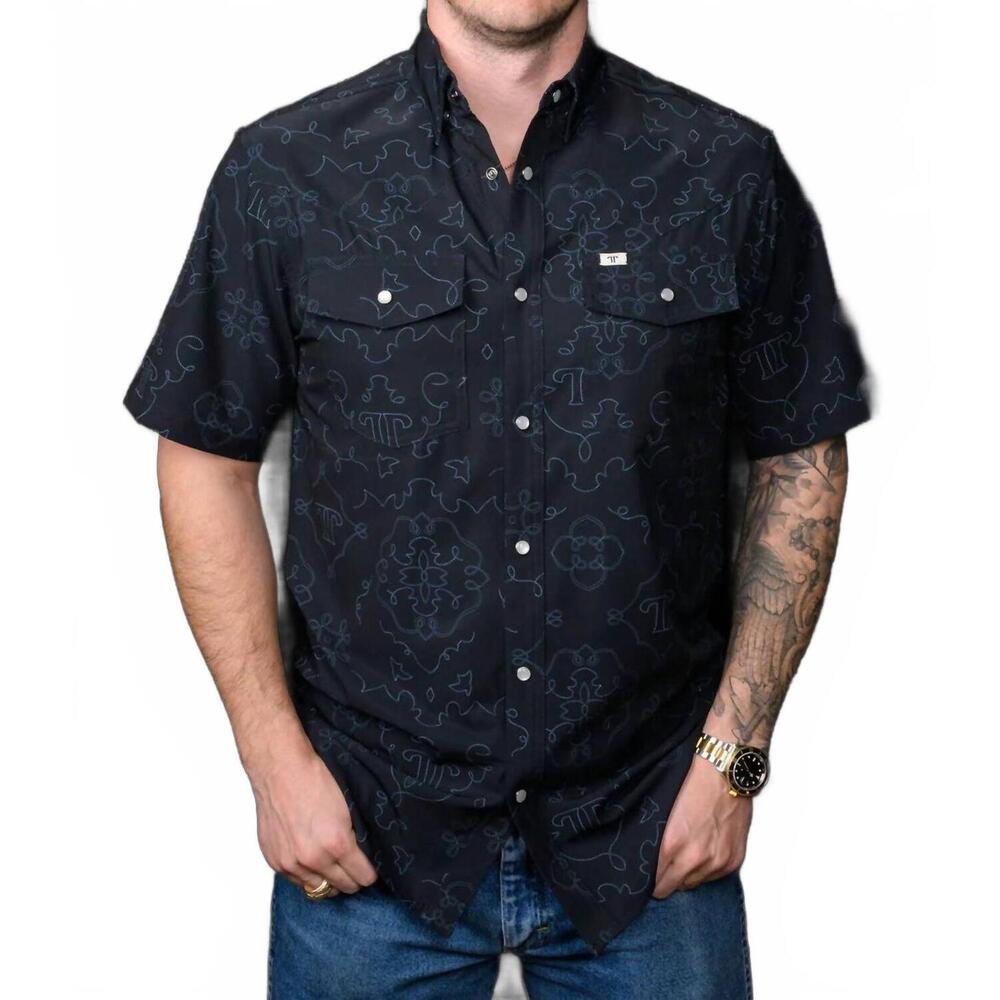NEW FERRELL carson short sleeve snap shirt in black